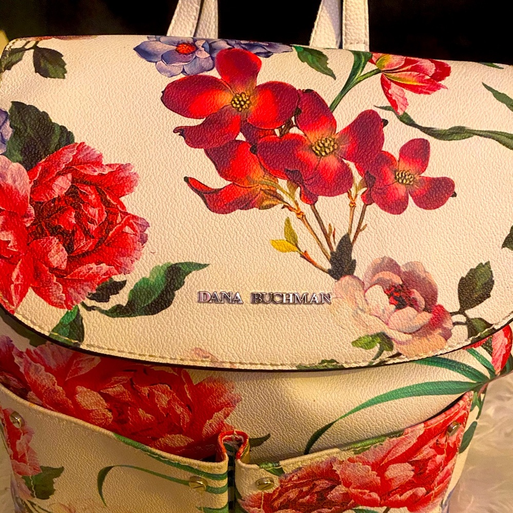 Dana Buchman flower design large backpack handbag